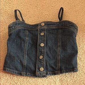 Art Class Denim Button-Up Crop Top